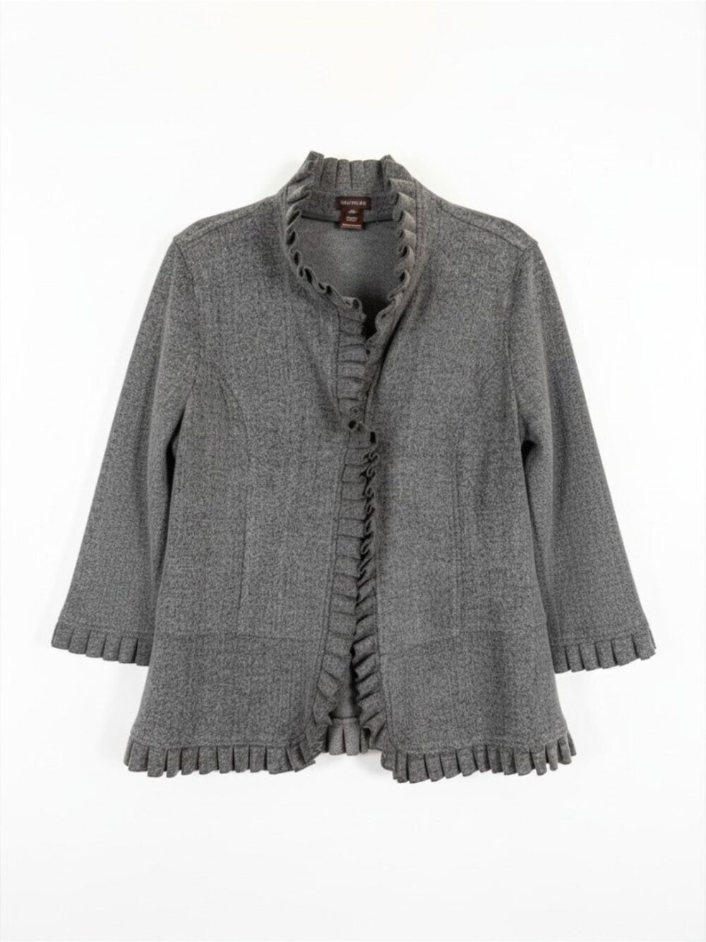NWT Multiples Knit Cardigan Jacket with Ruffle Trim Workwear Fall Winter Style